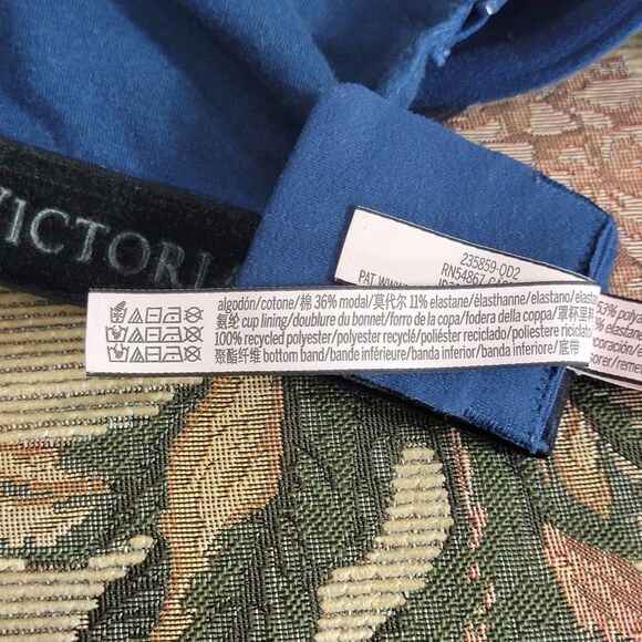 Victorias Secret Bra Womens 38DDD Blue T-Shirt Push-Up Full Coverage Velvet Trim - Picture 8 of 8